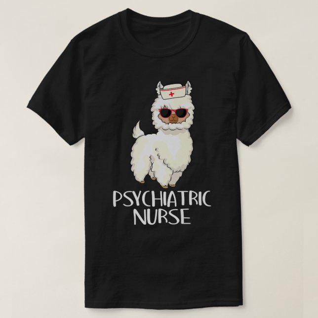 Psychiatric Nurse Llama Rn Mental Health Psych Nur T-Shirt (Design Front)