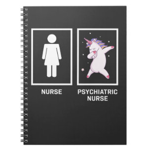 Psychiatric Nurse Nursing School Dabbing Unicorn Notebook