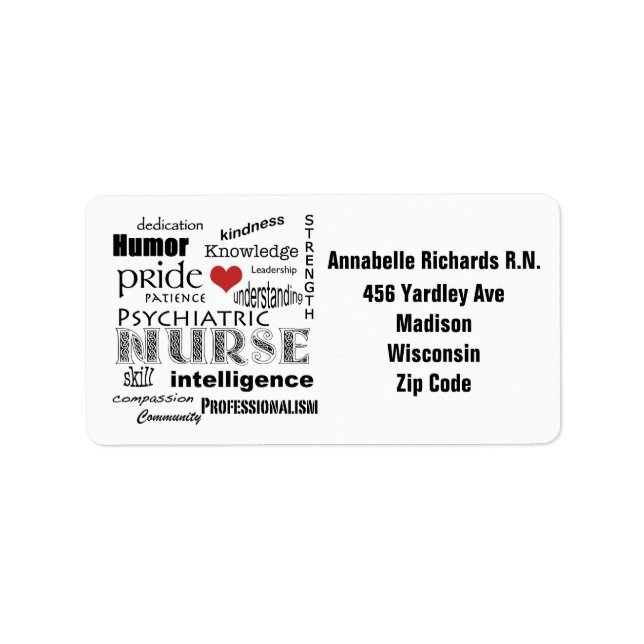 Psychiatric Nurse+Personalize Name/Address Label (Front)