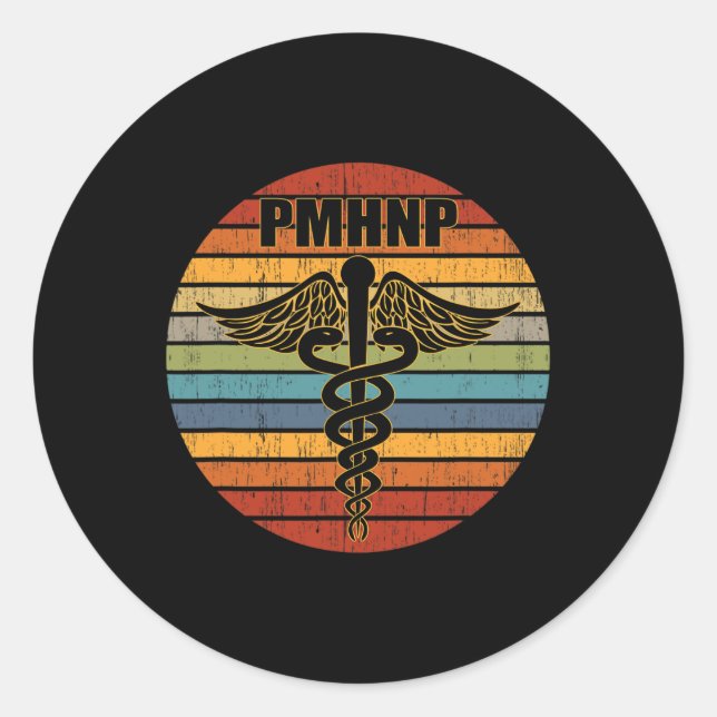 Psychiatric Nurse Practitioner Medical Caduceus Re Classic Round Sticker (Front)