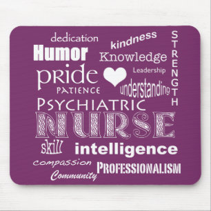 Psychiatric Nurse-Word Cloud/Deep Purple Mouse Mat