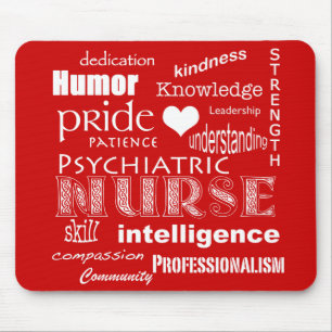 Psychiatric Nurse-Word Cloud/Deep Red Mouse Mat