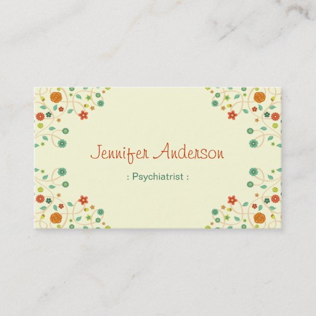 Psychiatrist - Chic Nature Stylish Business Card (Front)