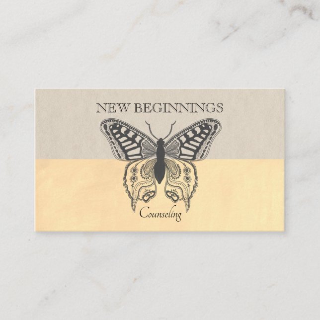 Psychiatrist Counsellor Therapy Butterfly Business Card (Front)