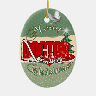 PSYCHIATRIST DOCTOR MERRY CHRISTMAS CERAMIC TREE DECORATION