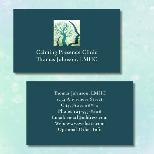 Psychiatrist Forest Green Head n Mind Tree of Life Business Card