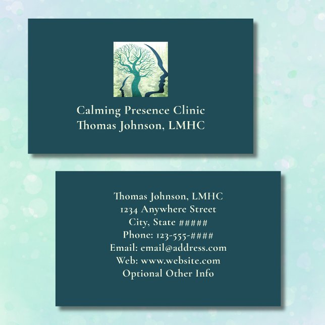 Psychiatrist Forest Green Head n Mind Tree of Life Business Card (Creator Uploaded)