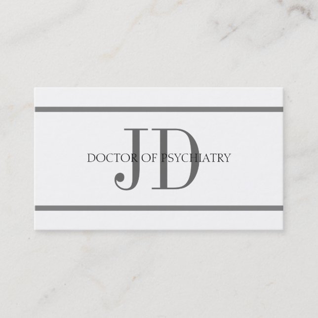 Psychiatrist Horiz Stripe W/W Business Card (Front)
