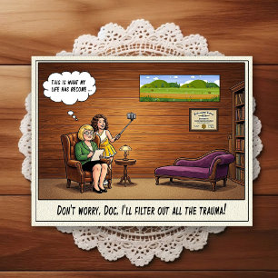 Psychiatrist Office Humour Cartoon Postcard