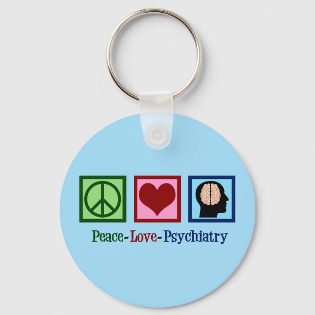 Psychiatrist Peace Love Psychiatry Key Ring (Front)