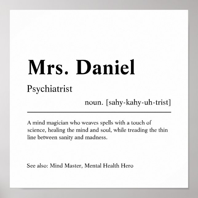 Psychiatrist Personalised Gift Poster (Front)