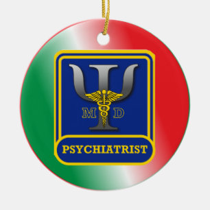 Psychiatrist Shield Custom Ceramic Tree Decoration