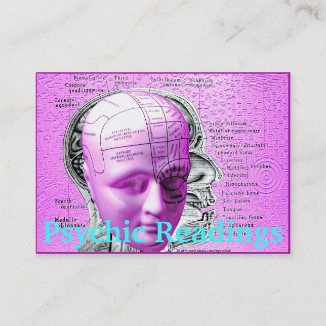 Psychic Business Card w/ Phrenology Head (Front)