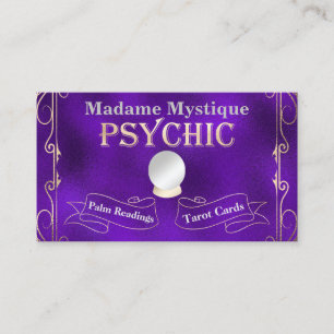 Psychic Crystal Ball Gold and Purple Business Card