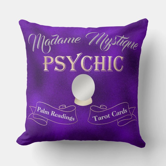 Psychic Crystal Ball Gold and Purple Cushion (Front)