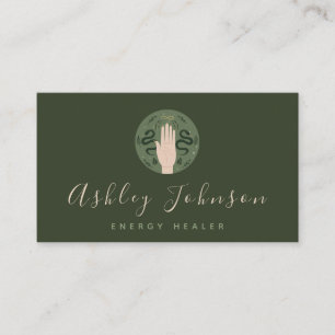 Psychic Dark Green Hand & Snakes Mystical Magic Business Card