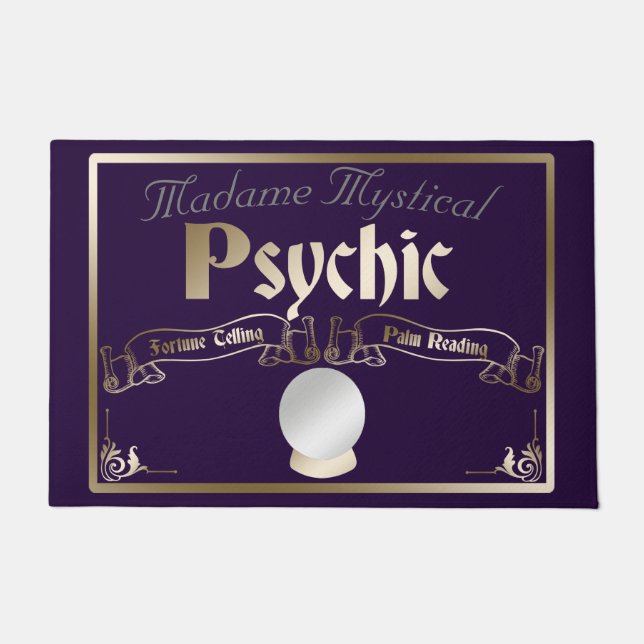 Psychic Fortune Teller Mystical in Gold and Purple Doormat (Front)