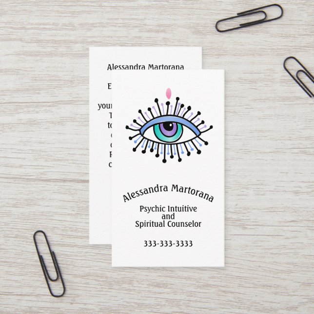 Psychic Intuitive Spiritual Counsellor Third Eye Business Card (Front/Back In Situ)