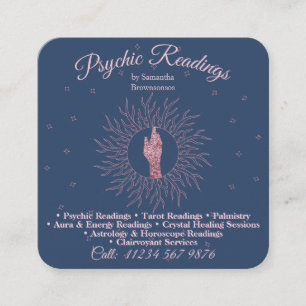 Psychic Medium Astrologist Navy Therapy Healing Square Business Card