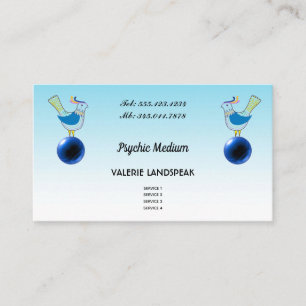 Psychic Medium, Blue Crystal Ball & Cute Birds Business Card