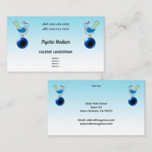 Psychic Medium, Blue Crystal Ball & Cute Birds Business Card