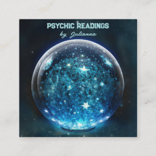Psychic Medium Blue Crystal Ball Square Business Card