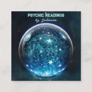 Psychic Medium Blue Crystal Ball Square Business Card