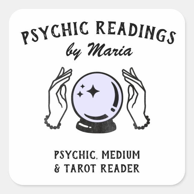 Psychic Medium Crystal Ball Business Card Square S Sticker (Front)