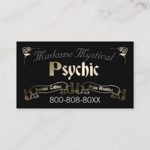 Psychic Medium Fortune Teller in Gold and Black Business Card