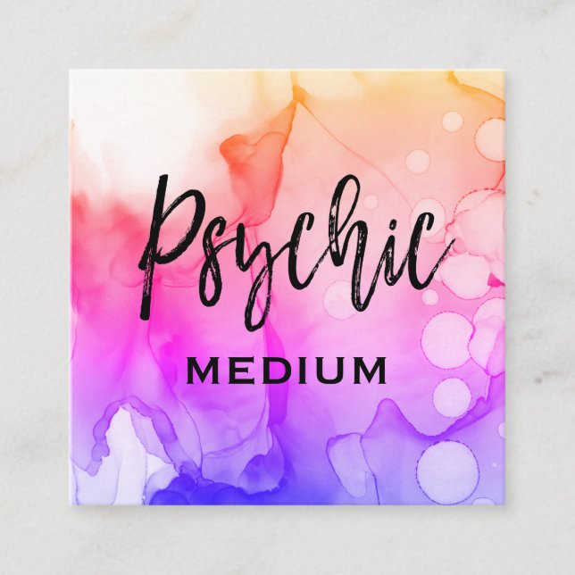 *~* Psychic Medium Spirit Communication Watercolor Square Business Card (Front)