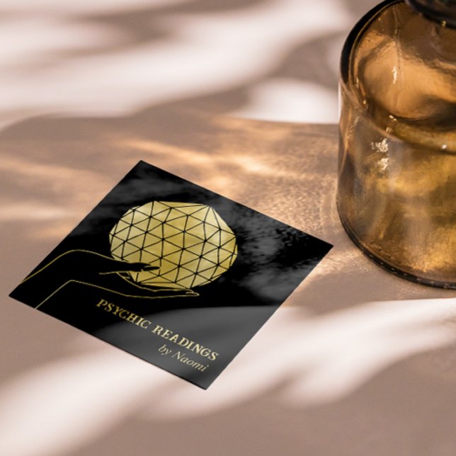 PSYCHIC MEDIUM TAROTS FORTUNE TELLER BLACK SQUARE BUSINESS CARD (Creator Uploaded)