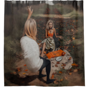 Psychic Reader Medium Witchy Dark Occult AI Art Shower Curtain