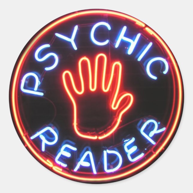 Psychic Reader Neon Sign Classic Round Sticker (Front)