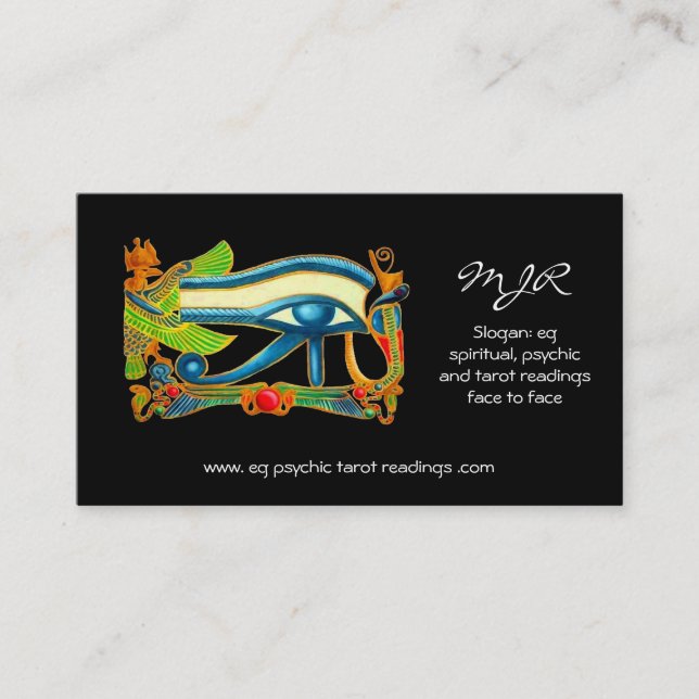 Psychic Reader with Mystic Eye of Horus logo Business Card (Front)