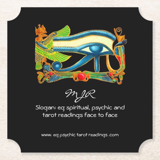 Psychic Reader with Mystic Eye of Horus logo Paper Coaster (Front)