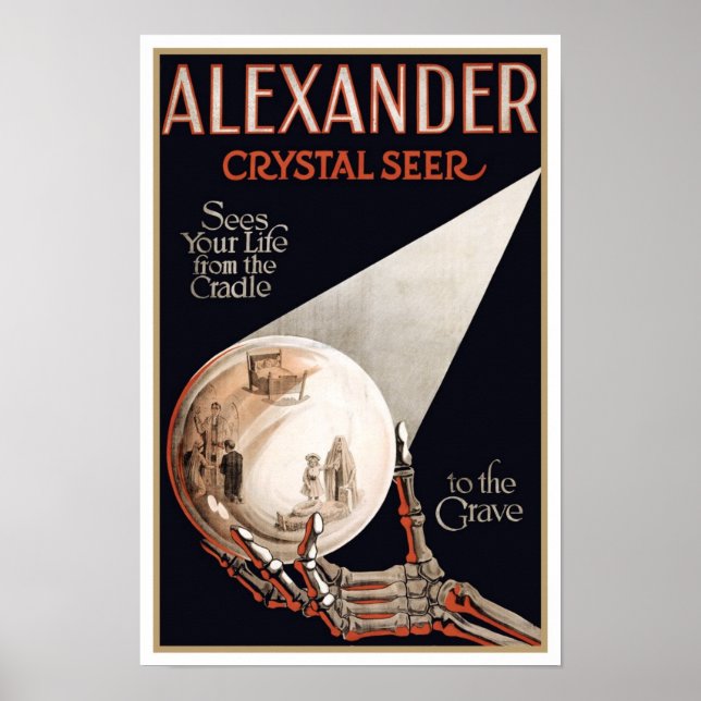 Psychic Readings by Alexander, 1910. Vintage Magic Poster (Front)