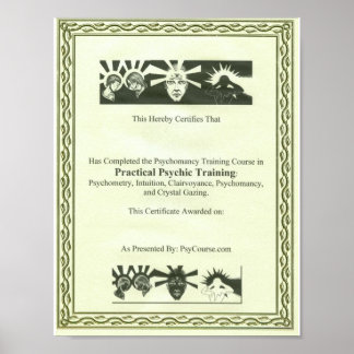 Psychic Training Certificate Poster
