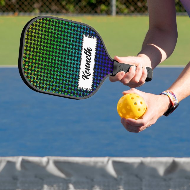 Psycho Checkers by Kenneth Yoncich Pickleball Paddle (Insitu)