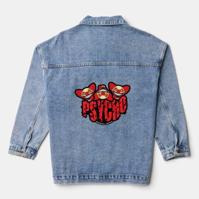 Psycho Clown Screwball Graphics Denim Jacket (Back)