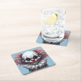 Psycho Clown Square Paper Coaster