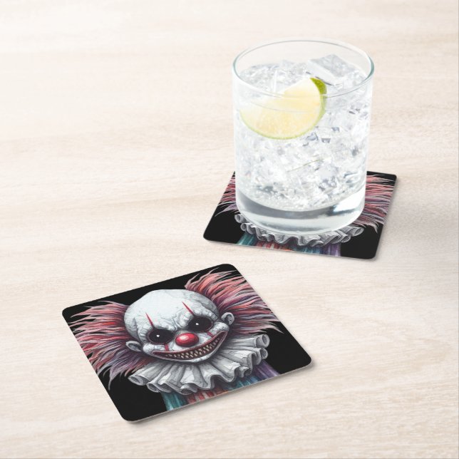 Psycho Clown  Square Paper Coaster (Insitu)
