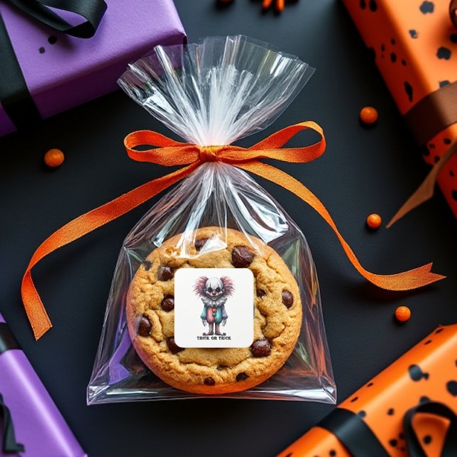 Psycho Clown - Trick or Trick Square Sticker (NO tricks just a treat!)