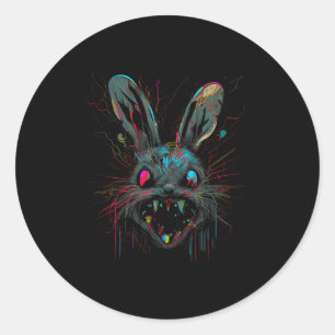 Psycho Crazy Paint Bunny Horror Classic Round Sticker