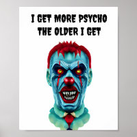 Psycho Creepy Killer Zombie Clown Horror Art   