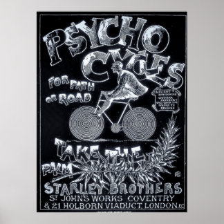 Psycho Cycles For Path or Road - Vintage Bike Ad Poster