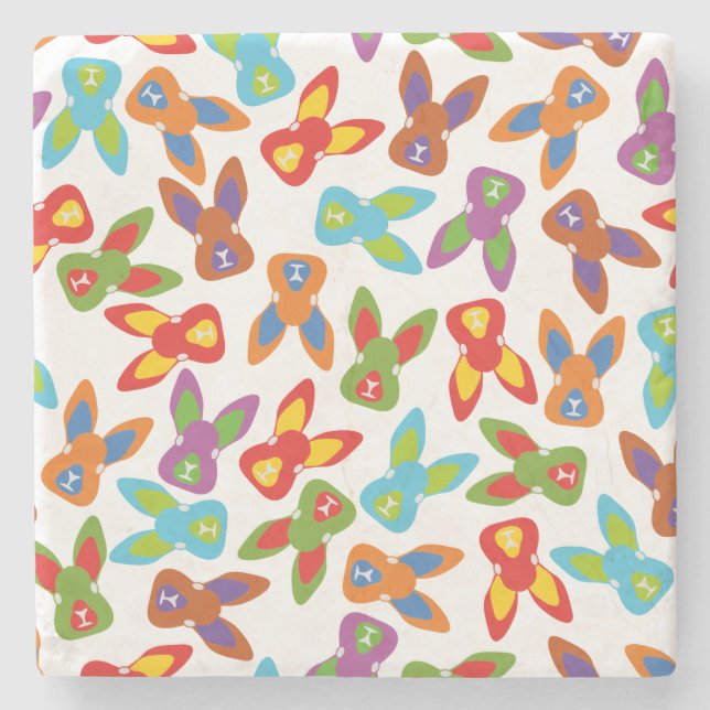 Psycho Easter Pattern colourful Stone Coaster (Front)
