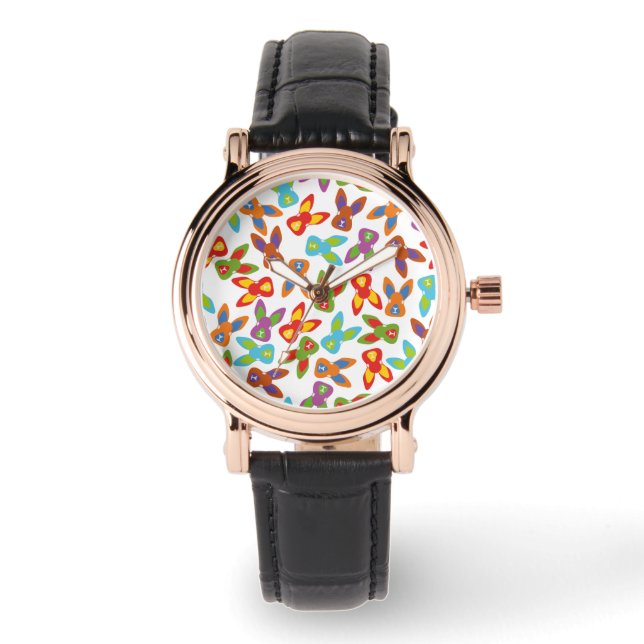 Psycho Easter Pattern colourful Watch (Front)