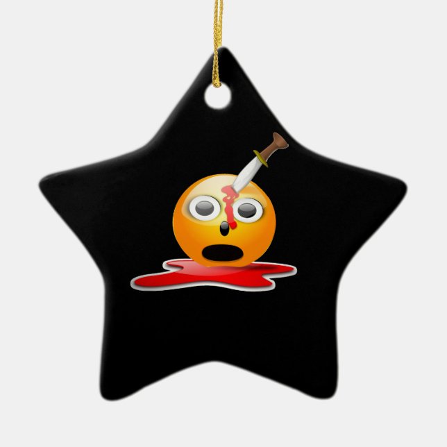 psycho emoji ceramic tree decoration (Front)