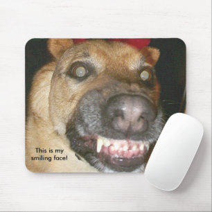 Psycho German Shepherd Dog This is My Smiling Face Mouse Mat