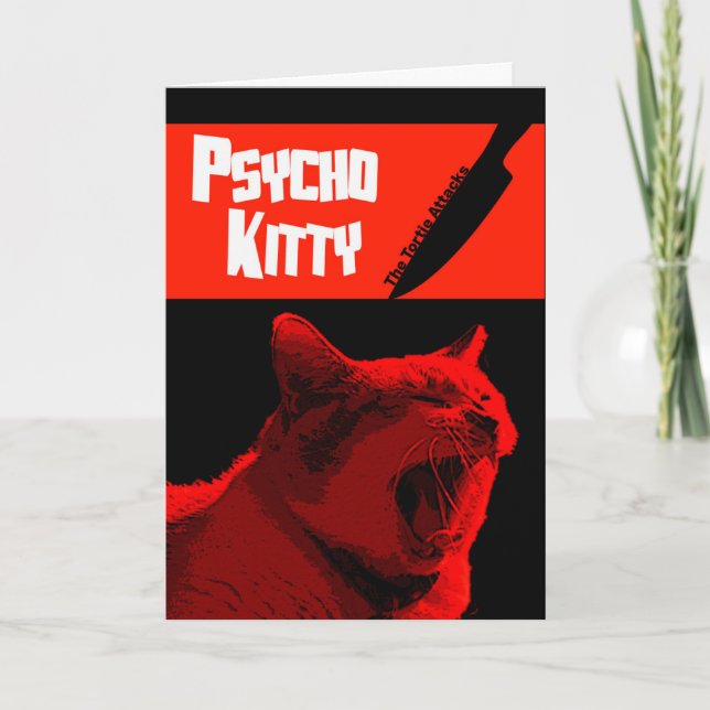 Psycho Kitty Happy Halloween Card (Front)